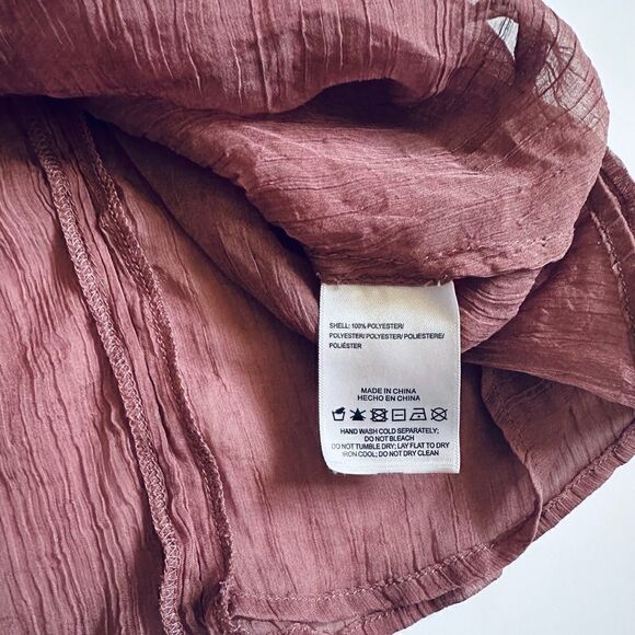 Stellah dusty pink/rose layered semi-sheer exaggerated ruffle bell sleeve blouse - Picture 5 of 12